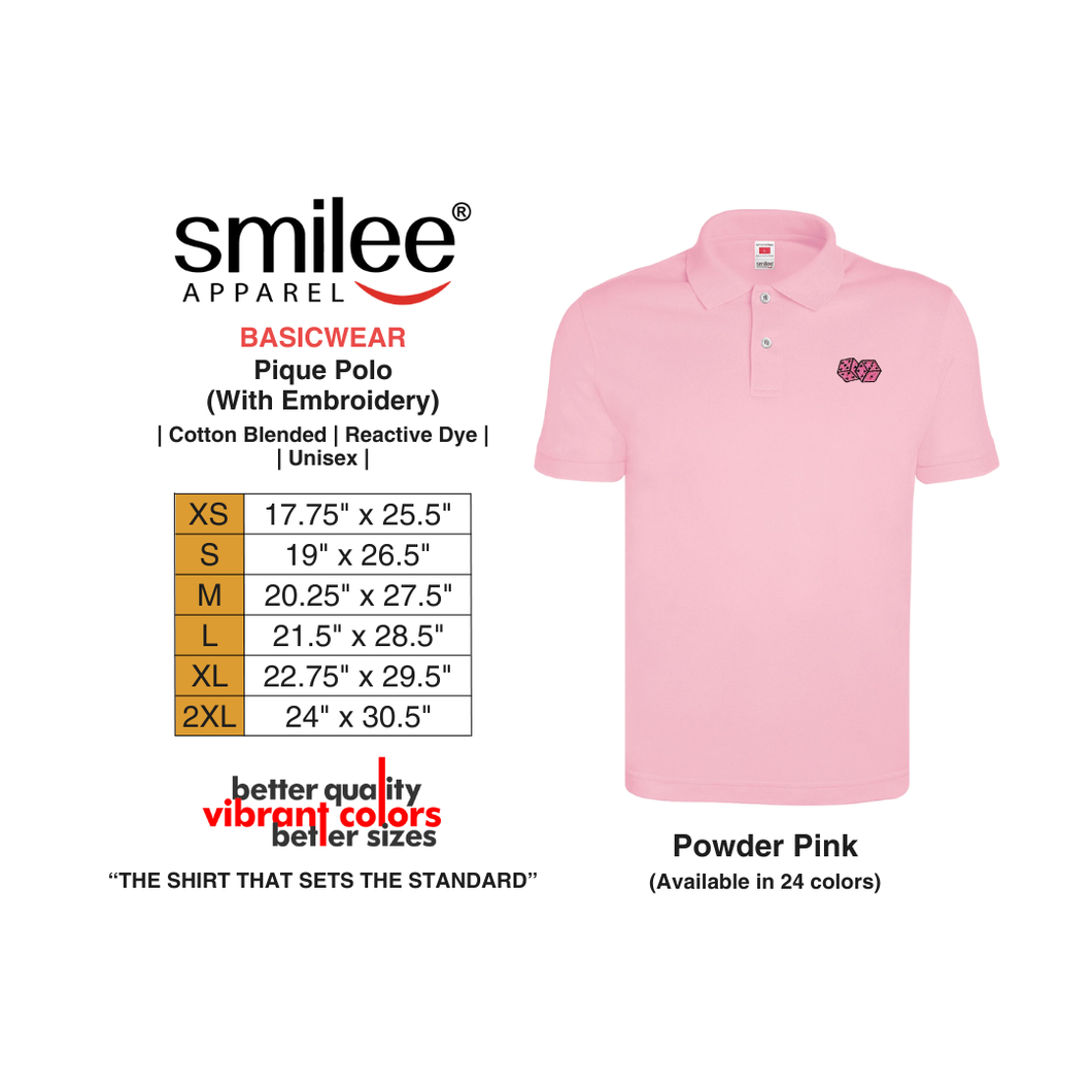 BASIC PIQUE POLO (POWDER PINK) WITH EMBROIDERY