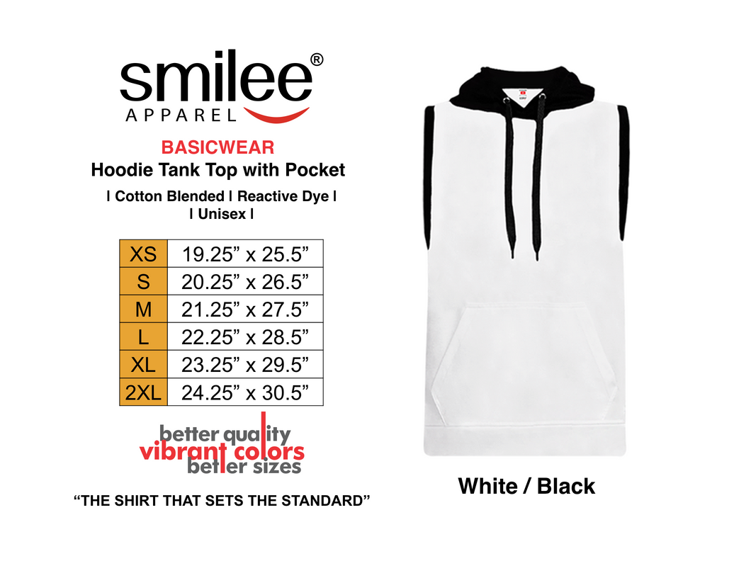BASIC HOODIE TANK TOP W/ POCKET (WHITE/BLACK)