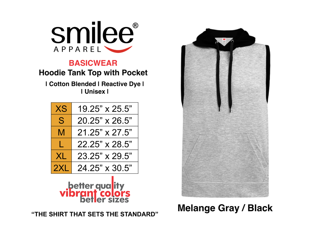 BASIC HOODIE TANK TOP W/ POCKET (MELANGE GRAY/BLACK)