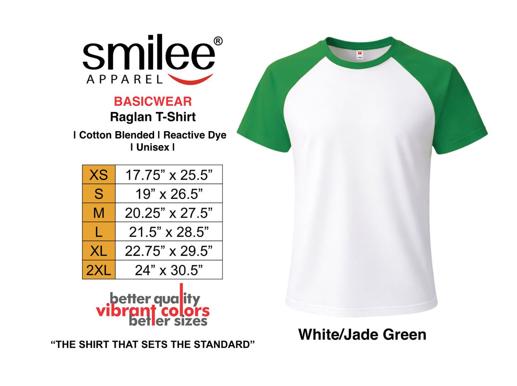 BASIC RAGLAN T-SHIRT (WHITE/JADE GREEN) – Smilee Apparel
