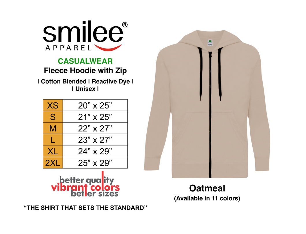 FLEECE HOODIE WITH ZIPPER (OATMEAL) - Main Image